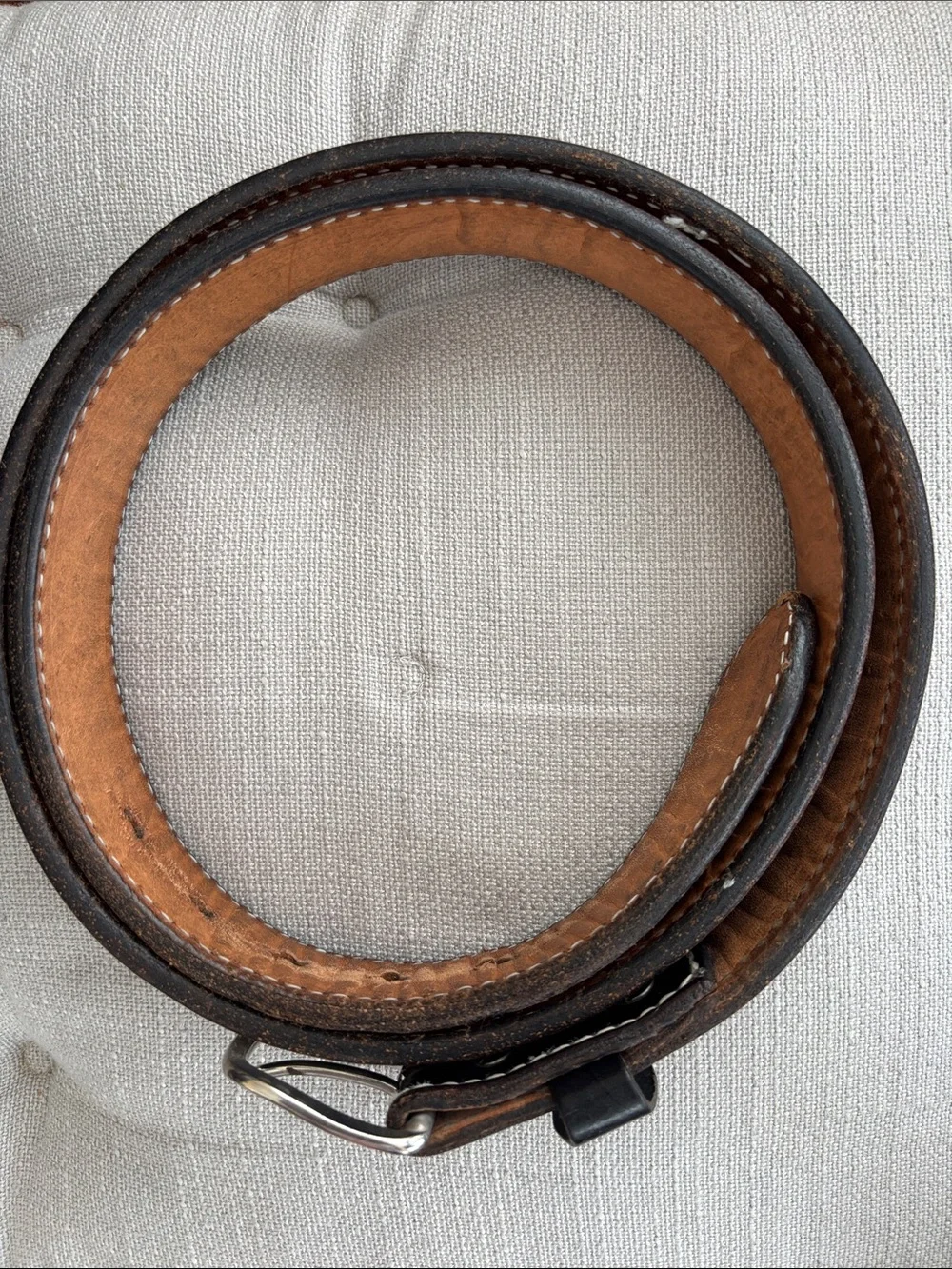 Quality Dark Brown Leather Belt w/Contrast Stitching 1/4 in thick Leather 48 in